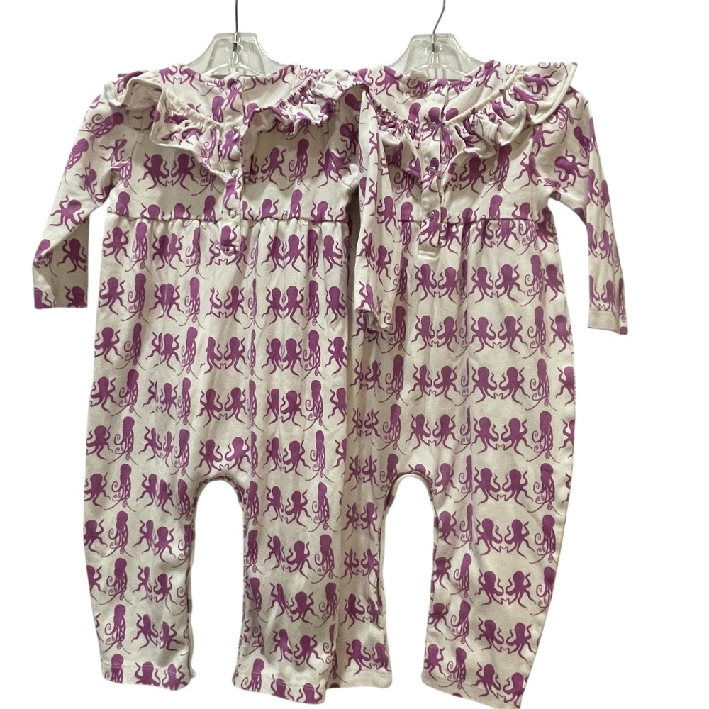 Kate Quinn Organics Long Sleeve Romper Purple Octopus 2T Twins Sea Life